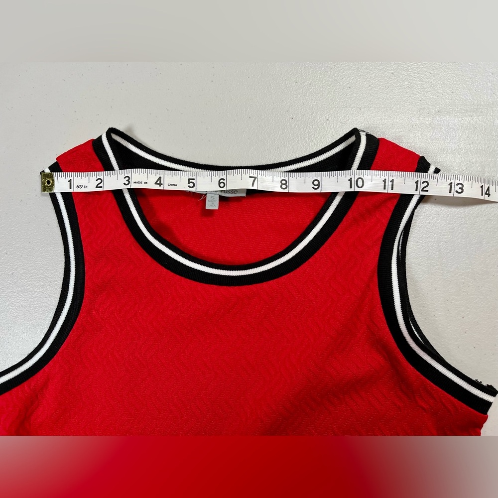 Vintage 1970s Charlotte Russe ringer t knit mini red tank dress preppy, small - Picture 5 of 12